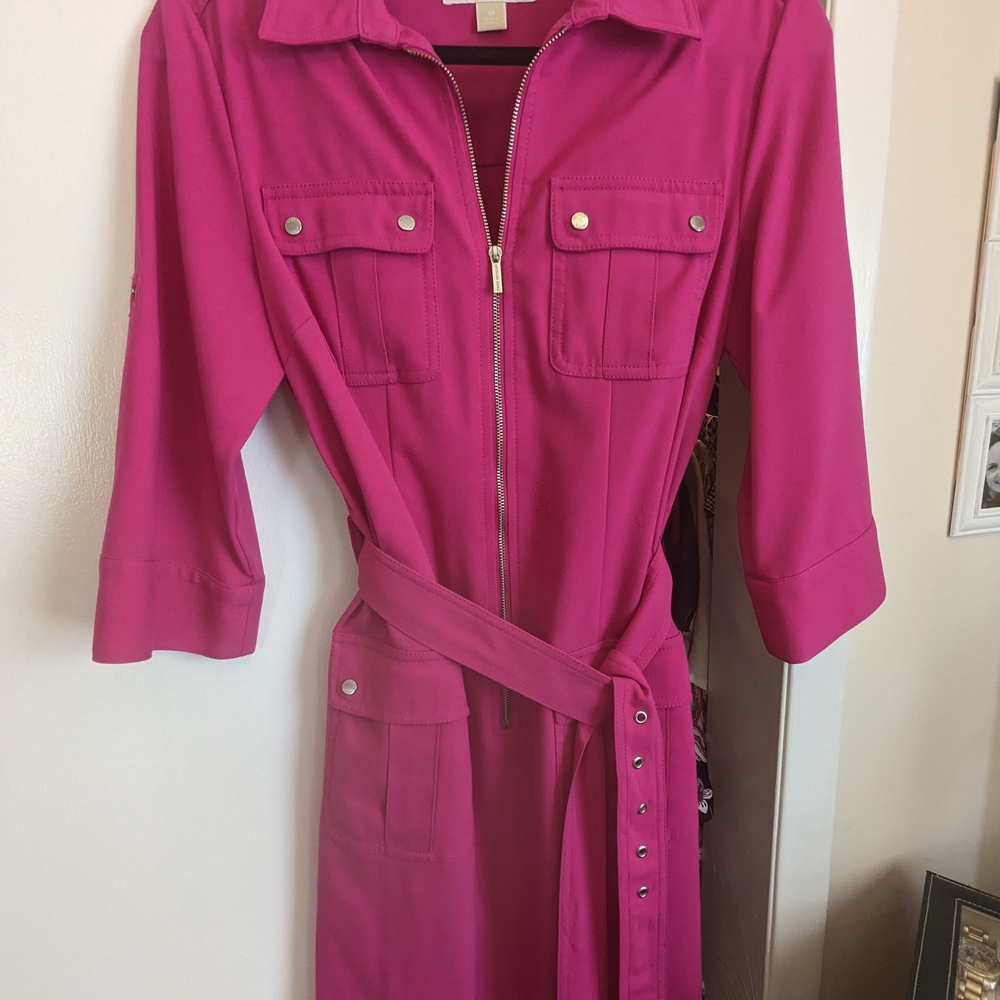 Vibrant Pink Zip-Up Dress